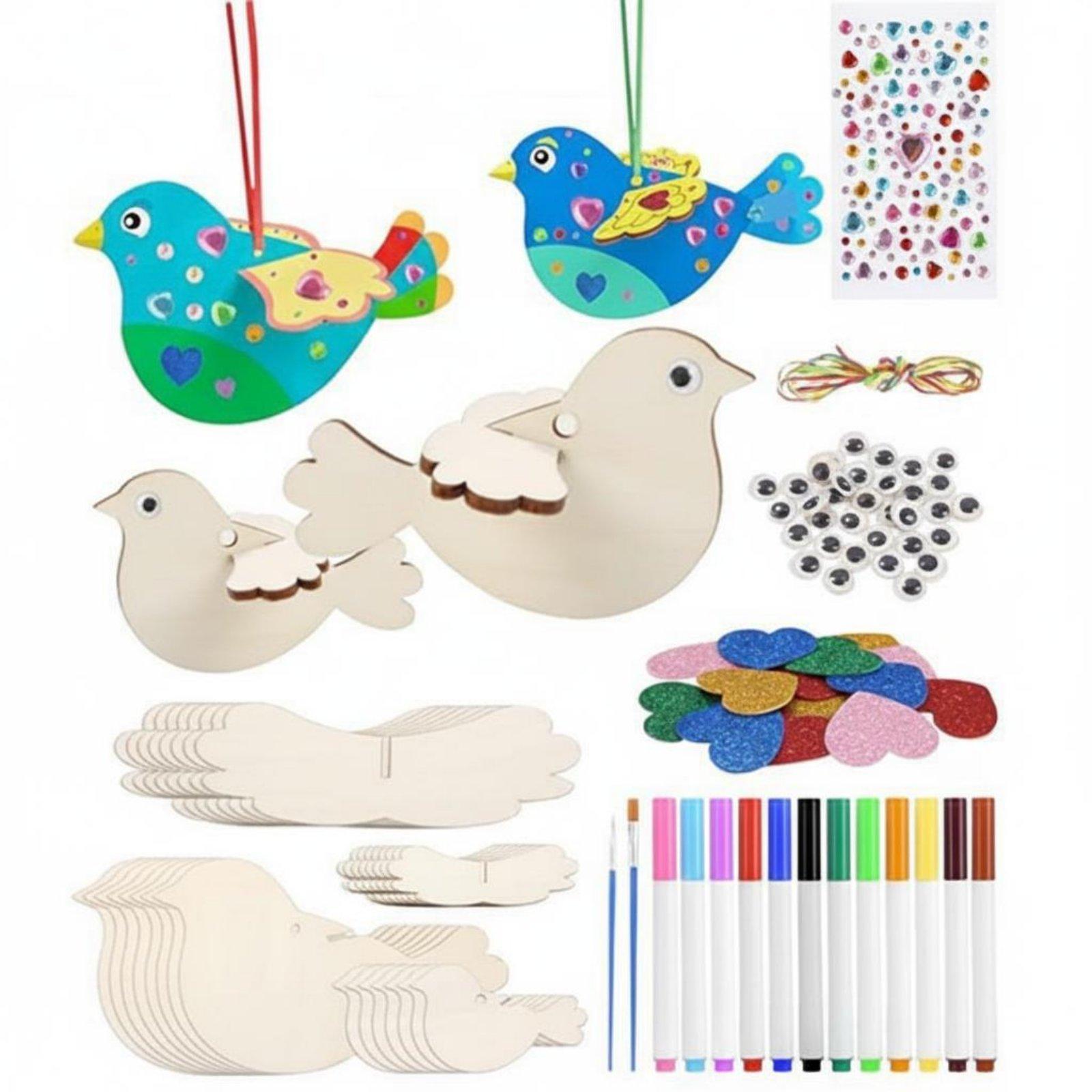 Kids Education Fun - Ahşap Kuş Süsü DIY El İşi